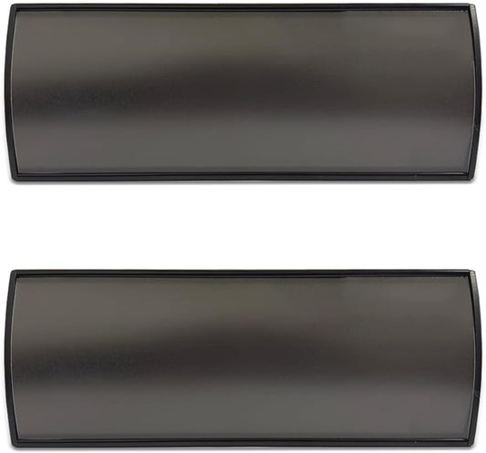 Set of 2 Curved Name Plate Holder for Doors 8" x 3" Wall Mount Office Business Door Sign Holder Aluminum Sign Frame with Adhesive Tape Plastic Film for Office Business Display(Black)