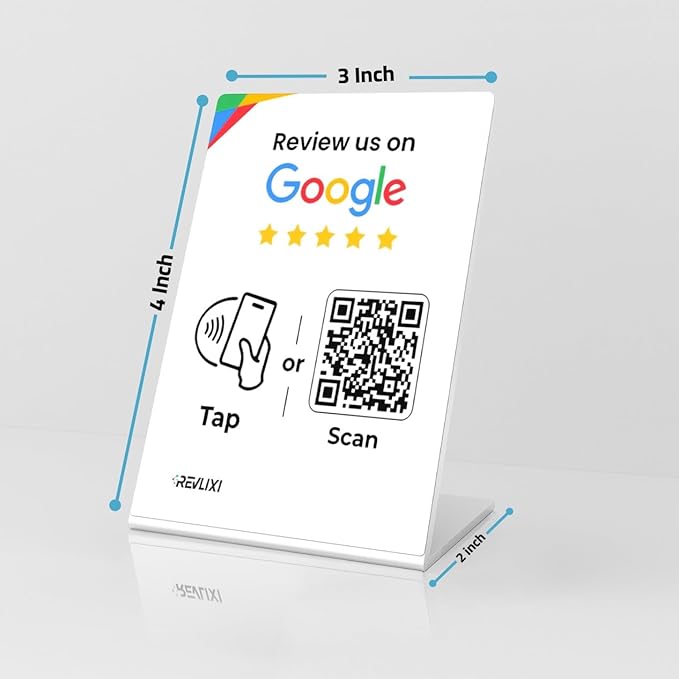 REVLIXI Google Review Stand (5 PCS)- Boost Reviews w/Reusable Google Review Tap Card Stand & QR Code Stand -No App, No Subscription-Android & iPhone Compatible -Boost Google Reviews for Online Growth