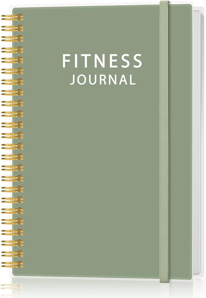 Fitness Journal for Women & Men - A5 Workout Journal/Planner Daily Exercise Log Book to Weight Loss, Gym, Muscle Gain, Bodybuilding Progress - Daily Personal Health & Wellness Tracker, Spiral-Bound, 5.8" x 8.3", Green