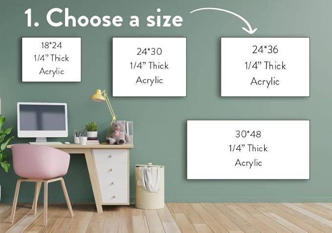 Acrylic Dry Erase Board for Wall with Stylish Border - Shipped Next Day, Made in USA, Non-Magnetic Whiteboard, Wall Mounted Board, Easy to Clean (Clear - 24x36)