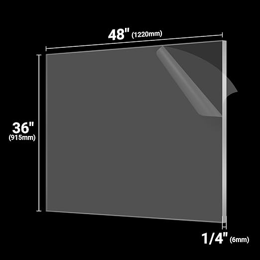 CALPALMY (2 Pack) 1/4" Thick Clear Large Acrylic Sheets - 36" x 48" Pre-Cut Plexiglass Sheets for Windows, Craft Projects, Signs, Display Cases, Sneeze Guard and More - Cut with Power Saw, Hand Tools