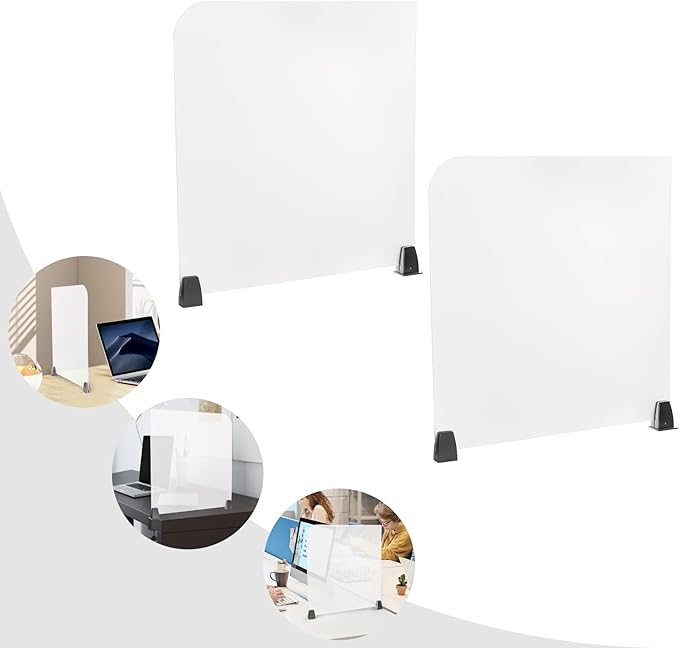 KONKENIE Acrylic Office Privacy Partition Indoor Desk Divider Guard Rectangle Desktop Privacy Panel Privacy Shield Screen for Classroom Office Reception Station Bakery Translucent (23x22x2”,2PCS)
