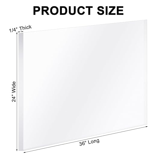 Roowest 3 Pcs 24'' x 36'' 1/4 Inch Thick Clear Acrylic Plexiglass Sheets Plastic Panels Sheets Cut to Size Cast Acrylic Board Panel with Protective Film for Craft DIY Projects Display Sign Frame
