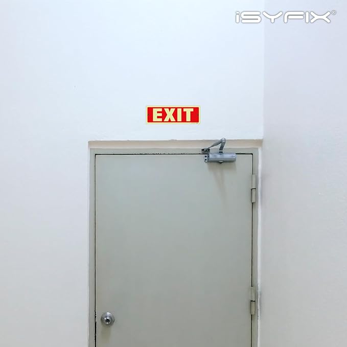iSYFIX Exit Glow in the Dark Sign – 2 Pack 12x4 Inch – 40 mil Thick Polystyrene Plastic Sign, Laminated UV, Scratch & Fade Resistance, Waterproof, Indoor & Outdoor