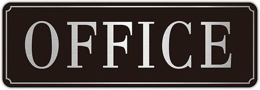 The Office Door Sign for Home and Business，Self-Adhesive Waterproof and Fade-Resistant Modern Brushed Silver Office Sign Sticker for House，Business，Door, Window（Silver）