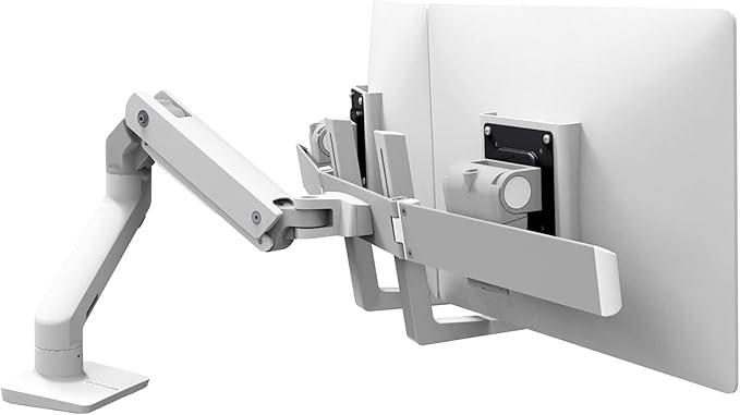 Ergotron – HX Dual Monitor Arm, VESA Desk Mount – for 2 Monitors Up to 32 Inches, 5 to 17.5 lbs Each – White