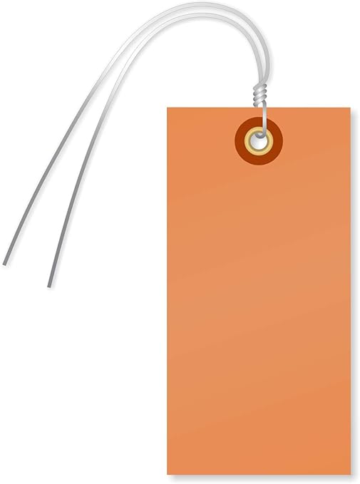 SmartSign Blank Tyvek Shipping Tags with Wire, Size #5 | 4 3/4" x 2 3/8", Pack of 100, Orange, Made in USA