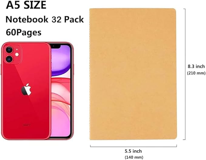 48 Pack Notebook Journals for Travelers, Students and Office, Writing Diary Subject Notebooks Planner with Thick Paper, 60 Pages, 30 Sheets, 8.3x5.5 inch, A5 Size, Travel Journal Set.(Lines)