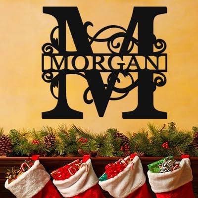 AJD Designs Personalized Metal Name Signs - Split Letter Monogram Wall Art Decor - Durable Steel Family Last Name Decor - Custom Signs Indoor or Outdoor