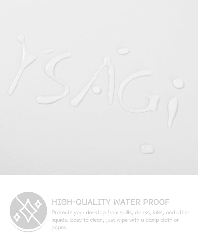 YSAGi Non-Slip Leather Desk Pad, Waterproof Laptop Computer Desk Keyboard Mat, Table Protector Blotter Mat, Large Mouse Pad for Office/Work/Home/Decor(White, 31.5" x 15.7")