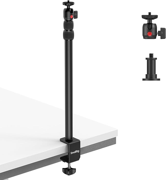 SMALLRIG Camera Desk Mount C Stand, 15"-35" Adjustable Desk Tripod Light Stand, Tabletop C Clamp for Webcam, DSLR Camera, Ring Light, Live Streaming, Photo Video Shooting