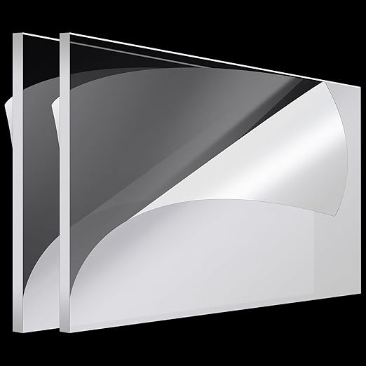 Roowest 2 Pcs 18 x 36 Inch, 1/4 Inch Thick Clear Acrylic Plexiglass Sheets Transparent Plastic Panels Sheets Cut to Size Cast Acrylic Board Panel with Protective Film for Craft DIY Project Sign Frame