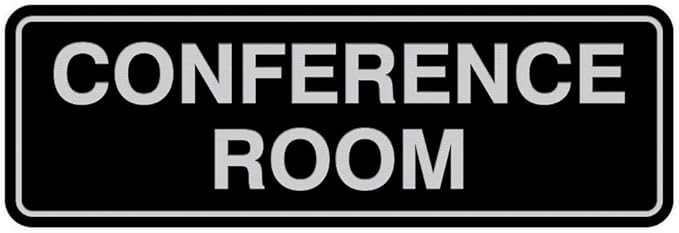 Standard Conference Room Sign - Black/Silver - Medium 5 Pack