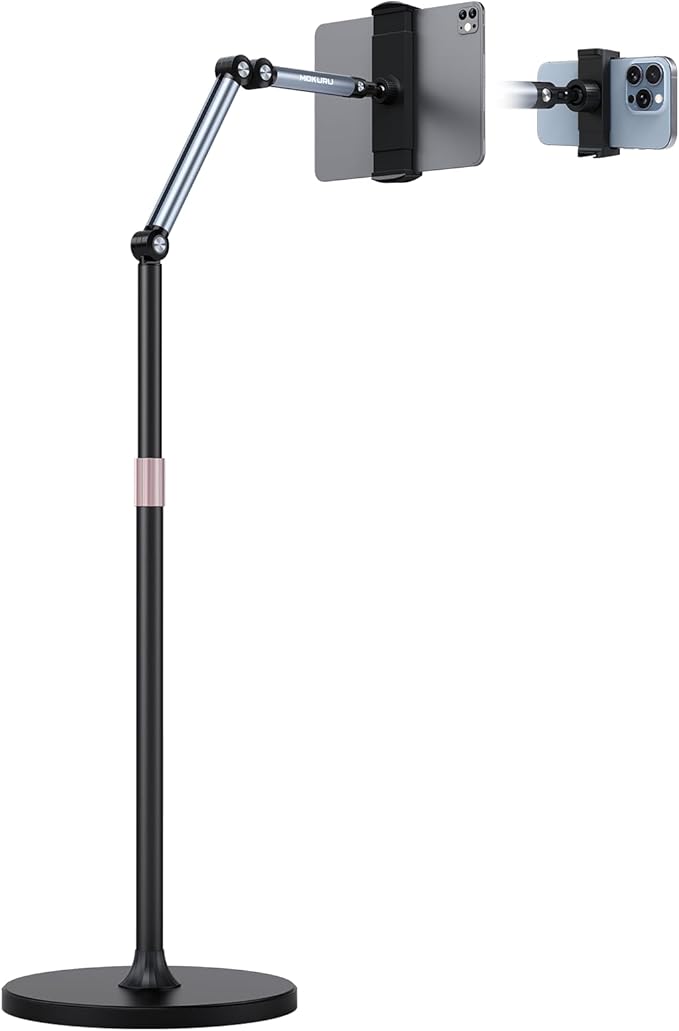 Tablet Floor Stand, 360° Rotation Tablet Holder, Compatible with iPad, iPhone, Samsung, Google, Kindle Tablet/Phone, (4.5''-12'')