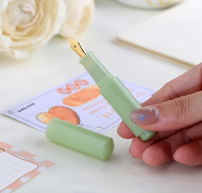czxwyst Majohn Wancai 2.0 Mini Pocket-Size Eyedropper Fountain Pen (EF Nib 0.38mm, Apple Green)