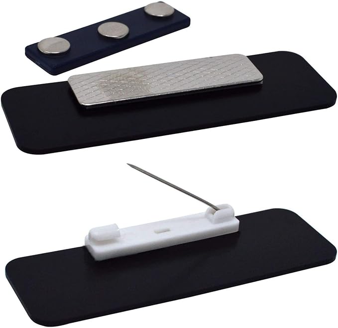 Custom Engraved Name Tag Badges – Personalized Identification with Pin or Magnetic Backing, 1 Inch x 3 Inches, Pink/Black