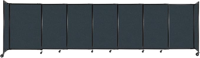 Versare Straightwall Sliding Portable Wall Partition | Freestanding Office Dividers | Locking Wheels | Temporary Room Separator | 15'6" Wide x 4' Tall Blue Spruce Fabric Panels