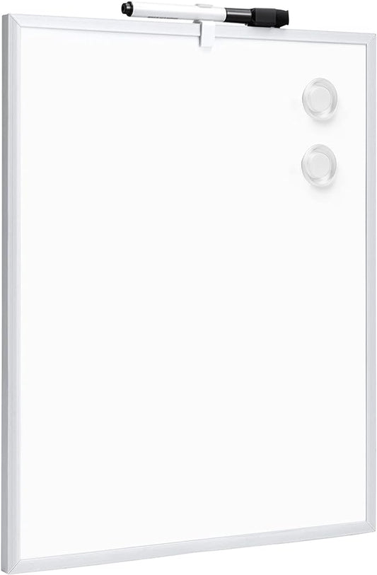 Amazon Basics Small Dry Erase Whiteboard, Magnetic Whiteboard with Marker and Magnets, 11"W x 14"H, Aluminum Frame