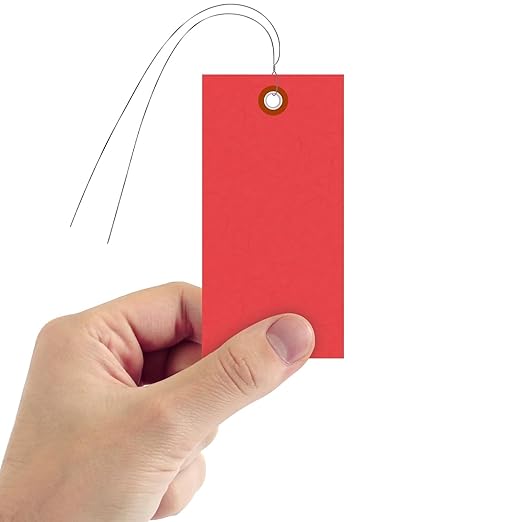 SmartSign Blank Red Shipping Tags with Wire | 4 3/4" x 2 3/8" Tyvek, Pack of 1000, Made in USA