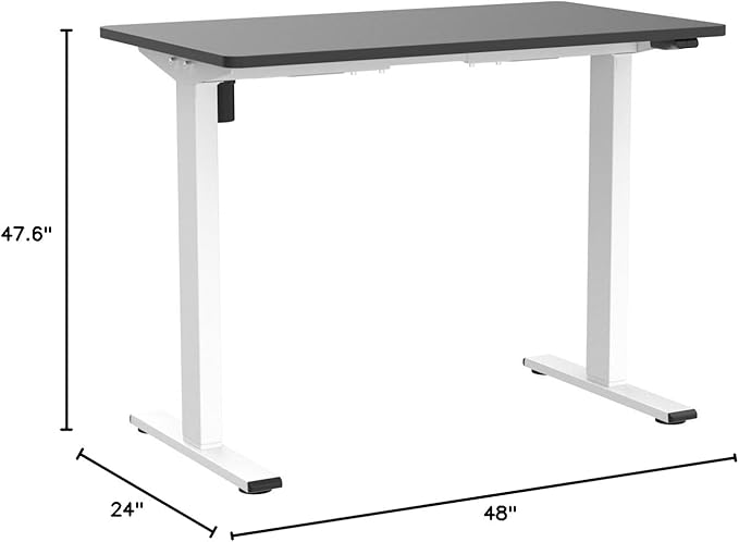 FLEXISPOT EN1 One-Piece Standing Desk with 1-Inch Thick Seamless Desktop, 48"x24" Electric Height Adjustable Desk for Home Office, Multi-Monitor Setups & Easy Assembly, Black