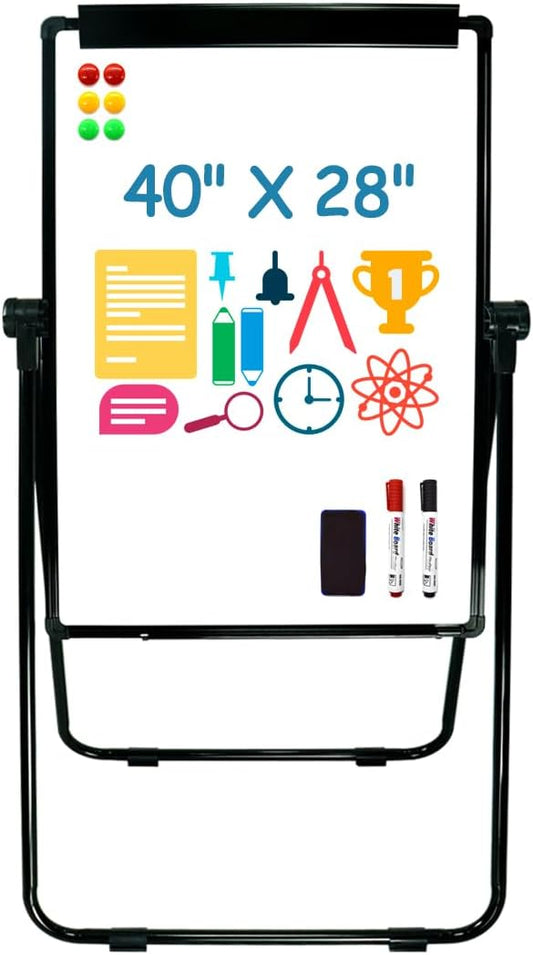 Stand White Board - 40 x 28 Inch Double Sided Magnetic Dry Erase Board with Stand Height Adjustable, Home Office Classroom School Teacher Use