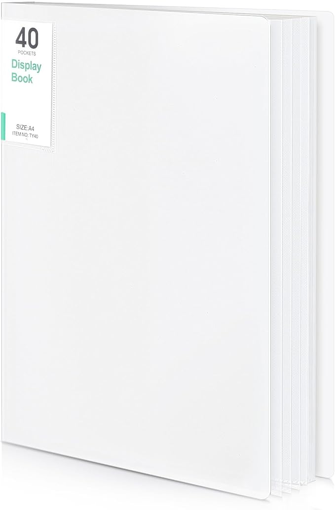 Phyxin 40-Pocket Portfolio Binder Organizer, Binder Sheet Protectors 8.5" x 11", Displaying 80 Page Plastic Folders for Documents, Document Organizer for Concert, Artwork, School & Office Use, White