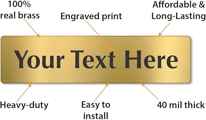SmartSign Custom Brass Sign - 2" x 8", 40 mil REAL Bugle Brass Metal, Personalized Name Door Sign, Heavy-Duty Premium Engraved Door/Wall Mount Plaque for Business/Office, Gold and Black