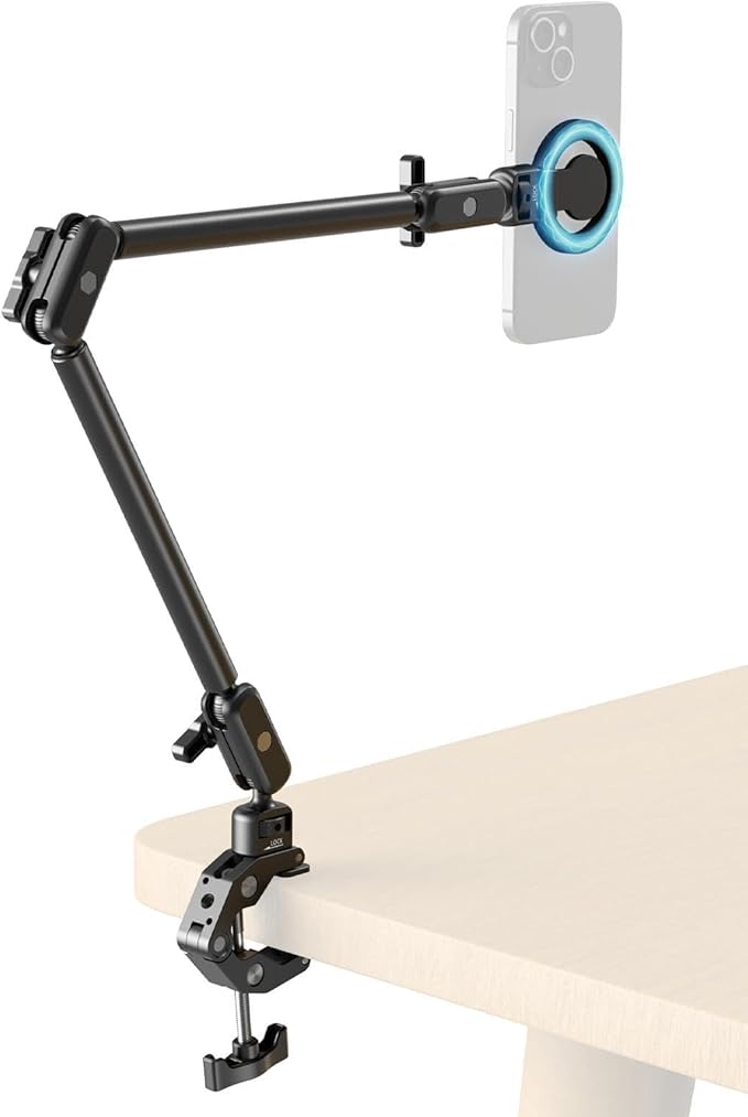 SMALLRIG Desktop Clamp Magic Arm Kit for MagSafe for iPhone, 67cm Two-Stage Adjustable Flexible Arm with Secure Grip for Smartphone, Webcam, Action Cameras - 5626