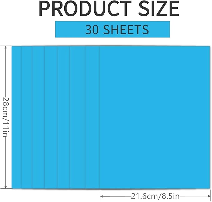30 Sheets Blue Cardstock 8.5'' x 11'', 250gsm/90lb Heavyweight Cover Cardstock Paper, Thick and Smooth Card Stock Perfect for Invitations, Menus, DIY Cards, Arts and Crafts