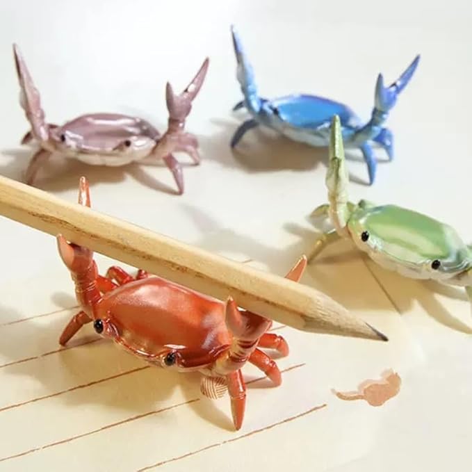Crab Pen Holder for Desk, Cute Multifunctional Weightlifting Desk Crab Pencil Holder Organizer for Pens, Pencils & Makeup, Funny Desktop Decor Gift for Home Office School (Purple)