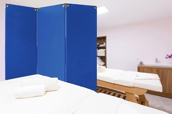 Versare FP6 Folding Privacy Screen | 3 Panels | 360 Degree Rotating Hinges | Economical Partition for Offices, Schools, Home and More | 6' Wide x 6' Tall Pewter Fabric