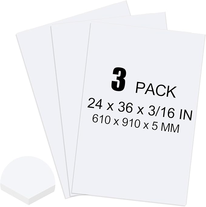 ToLanbbt 3 Pack White Foam Board, 24 x 36 x 3/16" Thick Foam Core Acid Free Poster Foamboard for Art Craft Projects, Painting, Displaying, Signage, Wedding, School