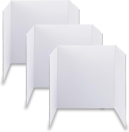 Trifold Poster Board, 24" x 16", 3-Pack, White Corrugated Project Boards for Science Fairs, School Projects, Event Displays, and Business Presentations