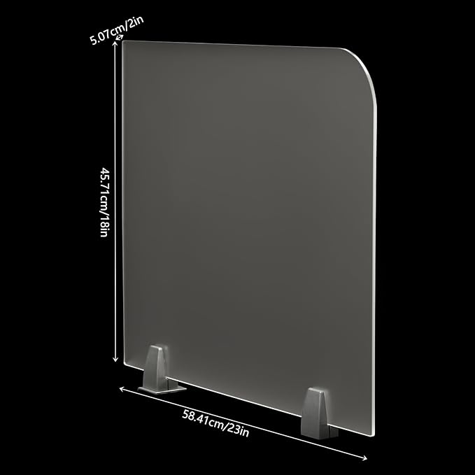 KONKENIE Acrylic Office Privacy Partition Indoor Desk Divider Guard Rectangle Desktop Privacy Panel Privacy Shield Screen for Classroom Office Reception Station Bakery Translucent (23x18x2”,2PCS)