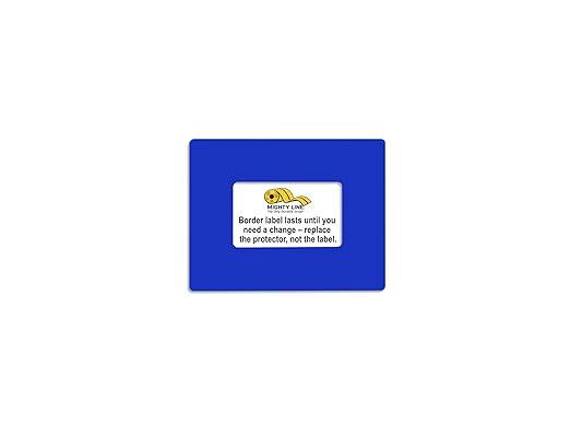 Mighty Line Shield Clear Label Protector Cover Sleeves for Protecting Barcodes, Numbers and Stickers, Heavy-Duty, Peel and Stick, Adhesive, Industrial Quality, 7" x 9" (3"x5" Window), Pack of 20, Blue