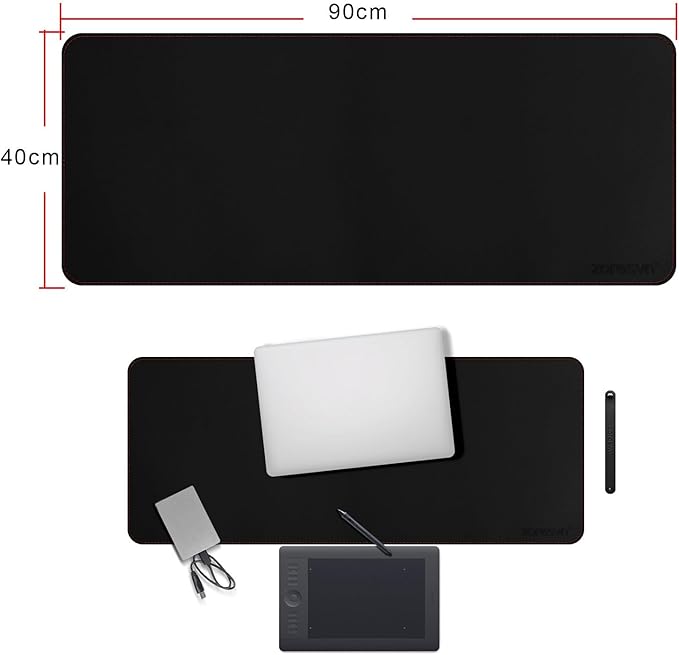 ZORESYN XL Large Mouse Pads (35.4"x15.8") - PU Leather Gaming Mousepad Desk Mat - Nonslip Base and Waterproof Desktop Keyboard Extended Mouse Mat (Black, X-Large)