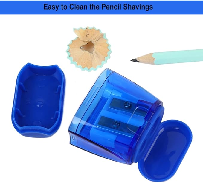 Colored Manual Pencil Sharpeners in Bulk, BOPART 24pcs Small Handheld Pencil Sharpener Dual Holes with Lid for Kids Adults at Classroom School Office Home (24Pcs Sharpeners - D)