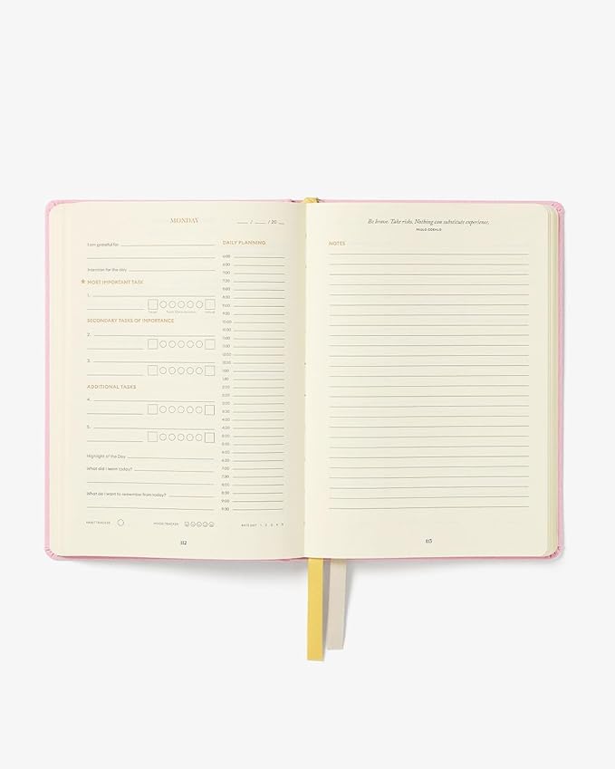 Intelligent Change - 3-Month Productivity Planner, Productivity Tools for Time-Management and Mindfulness, Daily To-Do List, A5 Undated Quarterly Planner (Pink)