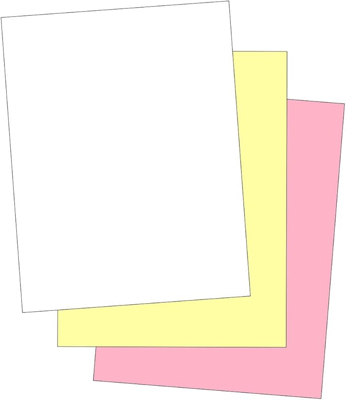 "Plain" Collated Color Paper (Not Carbonless) for Laser and Ink Jet Printers (Pack of 500 Sheets 3 Part)