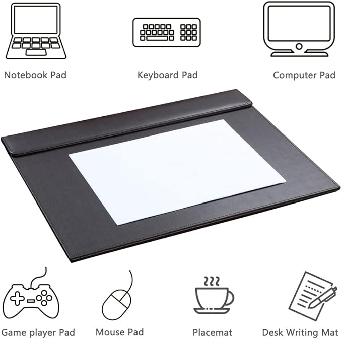 KINGFOM 18''x14'' Large Rectangle A3 Desk Writing & Drawing Desk Pad &Board Table Protector Mat with Paper Clip on Top Brown