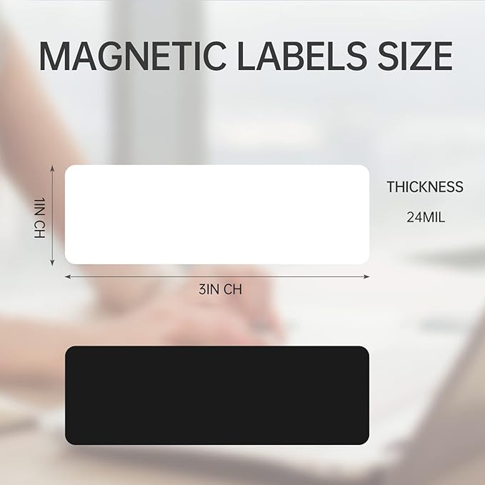 OQUYDEA 100-Pack Dry Erase Magnetic Labels - Waterproof, Eco-Friendly, Reusable Magnetic Name Tags for Classroom, Office, Cabinet, Whiteboard, Fridge & More (White, 1x3 Inches)…