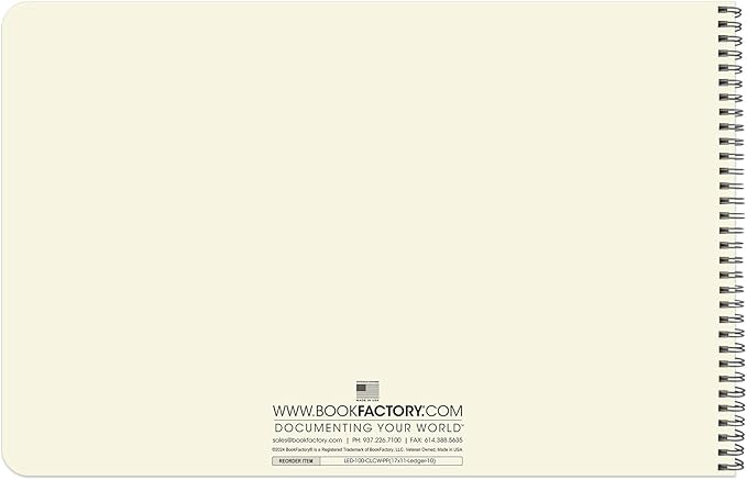 BookFactory Accounting Ledger Notebook/Large 10 Column Accounting Ledger Columnar (Ten Columns) Log Book - 17'' x 11'', 100 Pages, Wire-O Landscape Format (Made in USA)