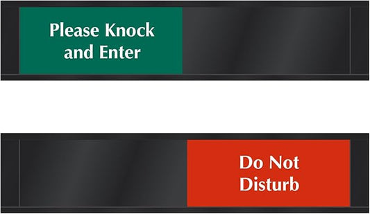 SmartSign Privacy Sign - Do Not Disturb/Please Knock and Enter Slider Door Sign for Home Office Restroom Conference Hotel Hospitals | 2.25" x 10" Plastic Black, Made in USA