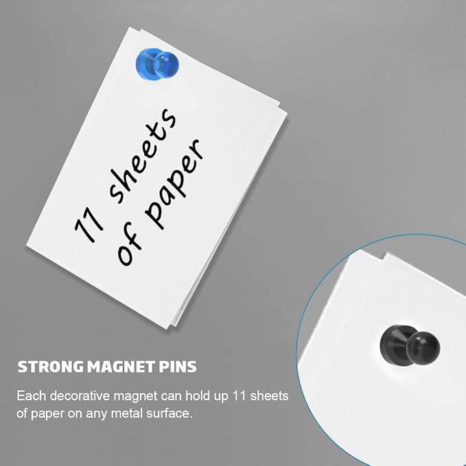 MHDMAG Magnetic Push Pins Powerful Push Pin Magnets for Fridge Whiteboards Calendars Maps in School & Office Pack of 32,Black