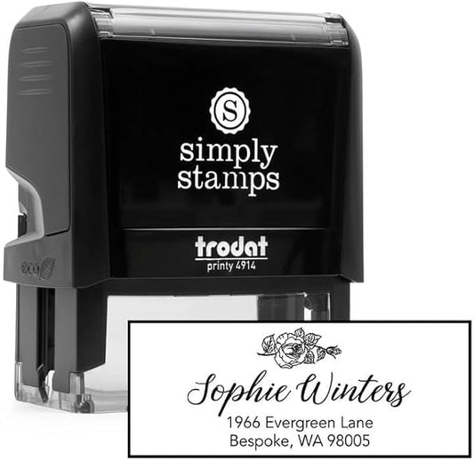 Custom Floral Address Stamp | Choose from 12 Designs | Multiple Ink Color Options | Envelope Return Address Stamp for Couple or Family (Design 6, Extra Large)