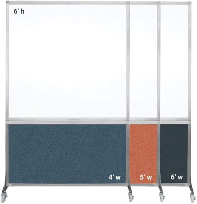 DivideWrite Mobile Whiteboard | Double Sided Dry Erase Board | Portable Office Cubicle Partition | Display for Classrooms, Conference Rooms, Meeting Areas and More | Mocha Fabric 5' Wide x 6' Tall