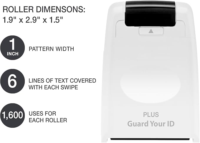 Guard Your ID Wide Stamp Roller for Identity Protection, White