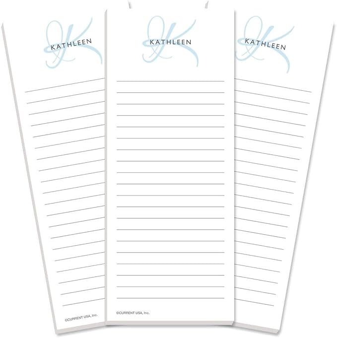 Current Initial Personalized Lined Notepad Set – Set of 3, 50-Sheet Pads, 3¼ x 8 Inches, Great for Graduations and Personalized Gifts, Printed in the USA