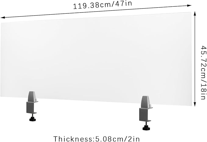 Acrylic Free Standing Privacy Screen, 47''L x 18W'' Office Partitions Frosted Acrylic Panel with Clips, Privacy Desk Panel Protective for Office, School