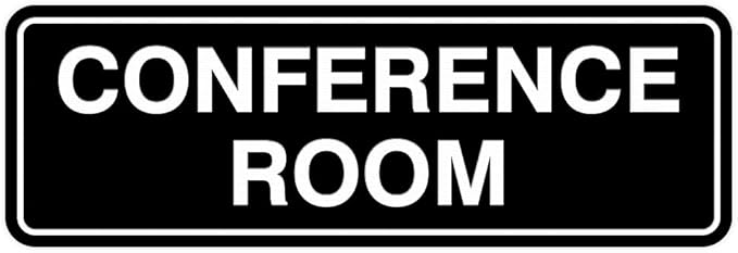 Standard Conference Room Sign - Black - Large 5 Pack